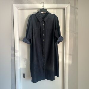 Jessica Howard Dark Denim Button Front Shirt Dress 24W
